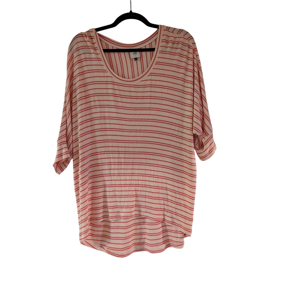 Cabi Stripe Dolman Top Womens Small Pink Cream Short Sleeve Scoop Neck 5750